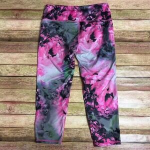 Athleta pink floral crop‎ leggings with pinhole. size s. item 443
